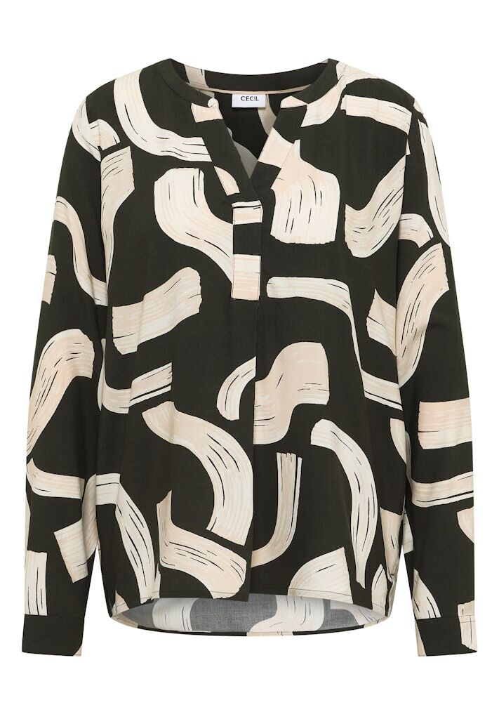 Gemusterte Split Neck Bluse Gemusterte Split Neck Bluse