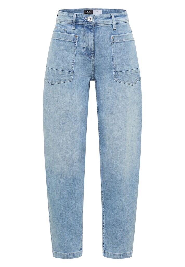 Barrel Leg Jeans mit aufgesetzten Taschen Barrel Leg Jeans mit aufgesetzten Taschen