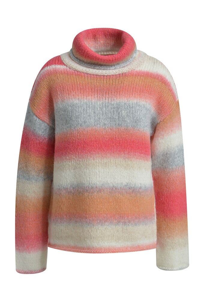 Gestreifter Pullover mit Rollkragen