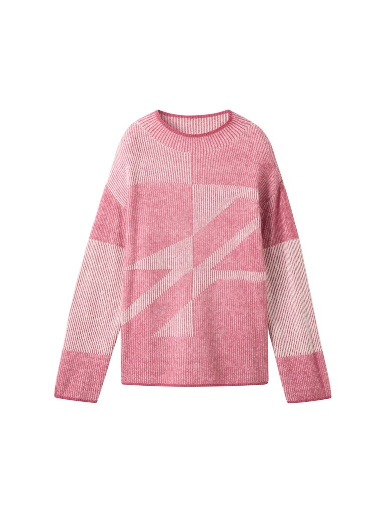 Loose Fit Ripp Strickpullover mit Muster Loose Fit Ripp Strickpullover mit Muster