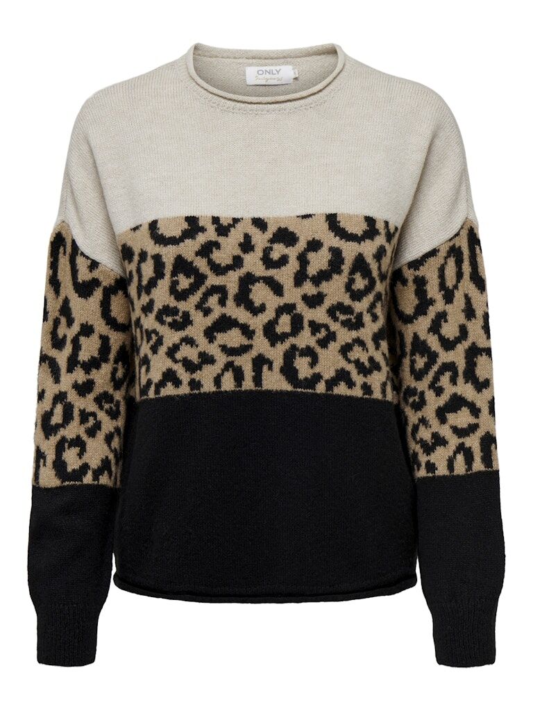 ONLJADE ANIMAL LS O-NECK KNT NOOS