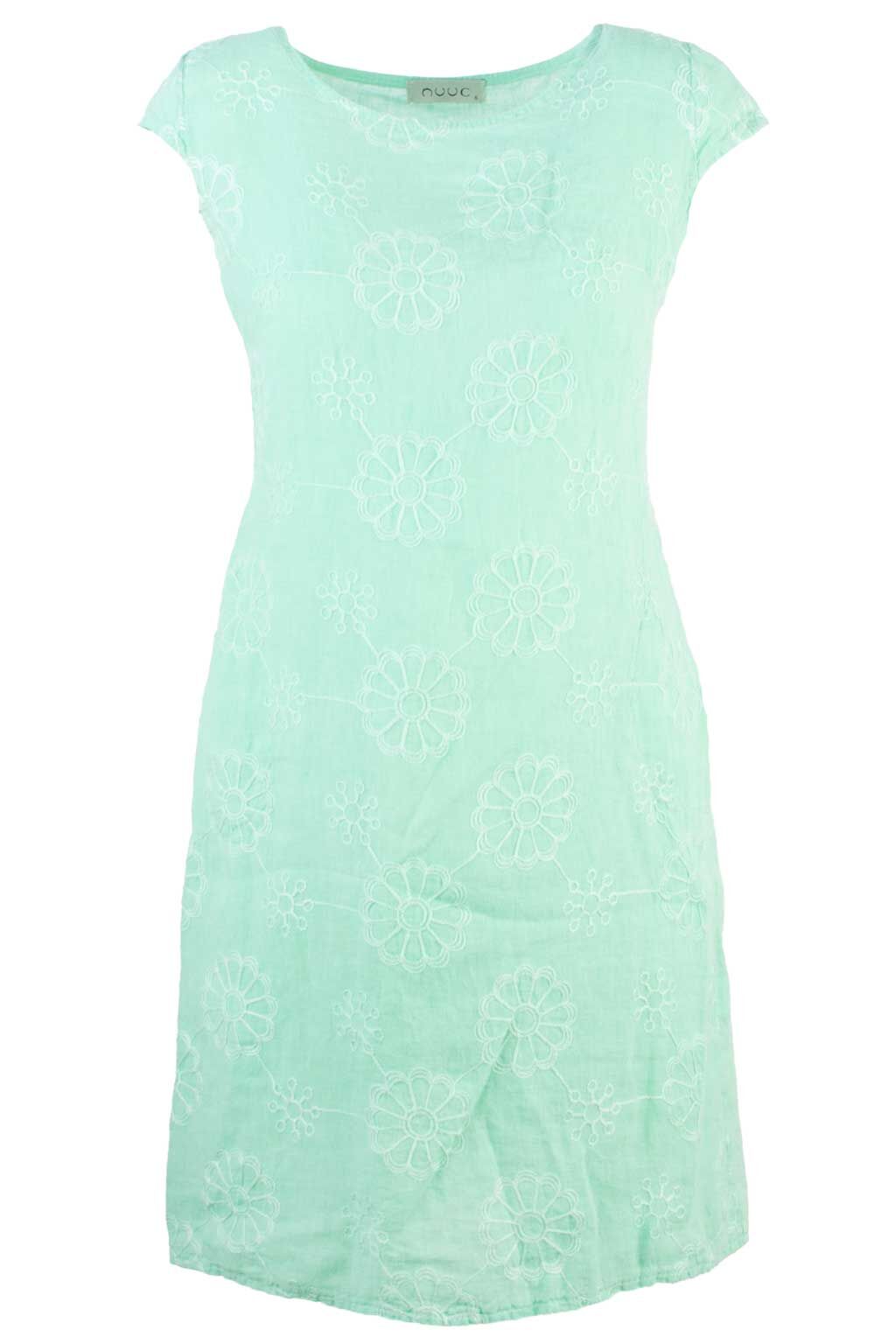 nuuc Leinenkleid mit Blumenstickerei 