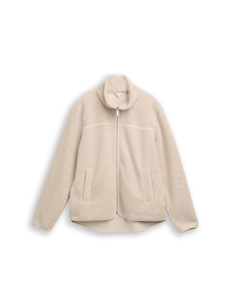 Teddy Sweatjacke mit Stehkragen