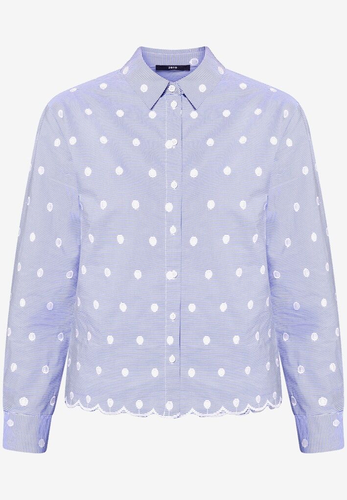 Bluse mit Streifen und Stickerei