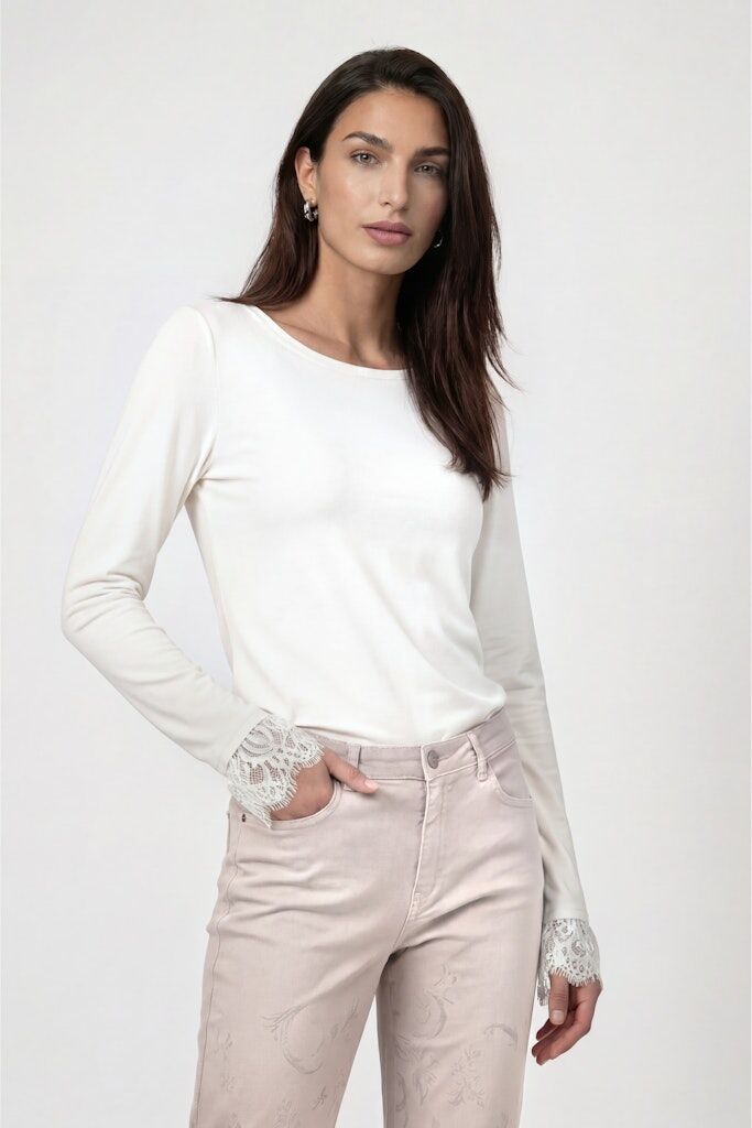 Langarmshirt mit Spitze