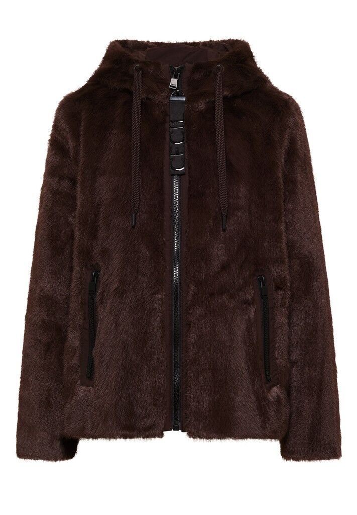 Fake Fur Jacke mit Softshelldetails