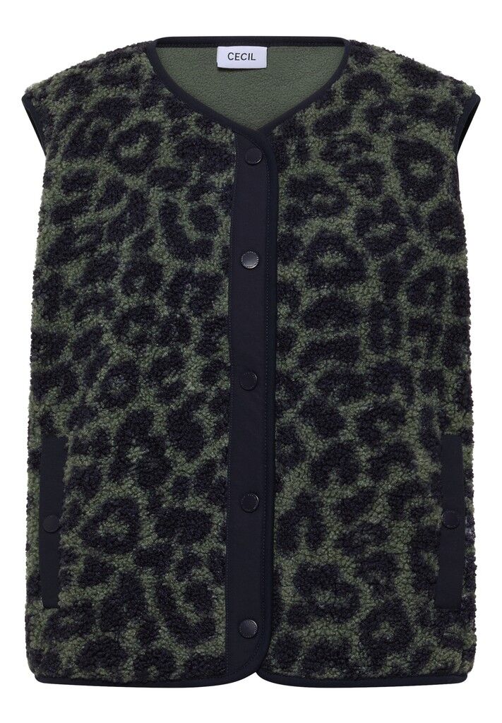 Teddy-Weste mit Softshelldetails und Leo-Muster Teddy-Weste mit Softshelldetails und Leo-Muster