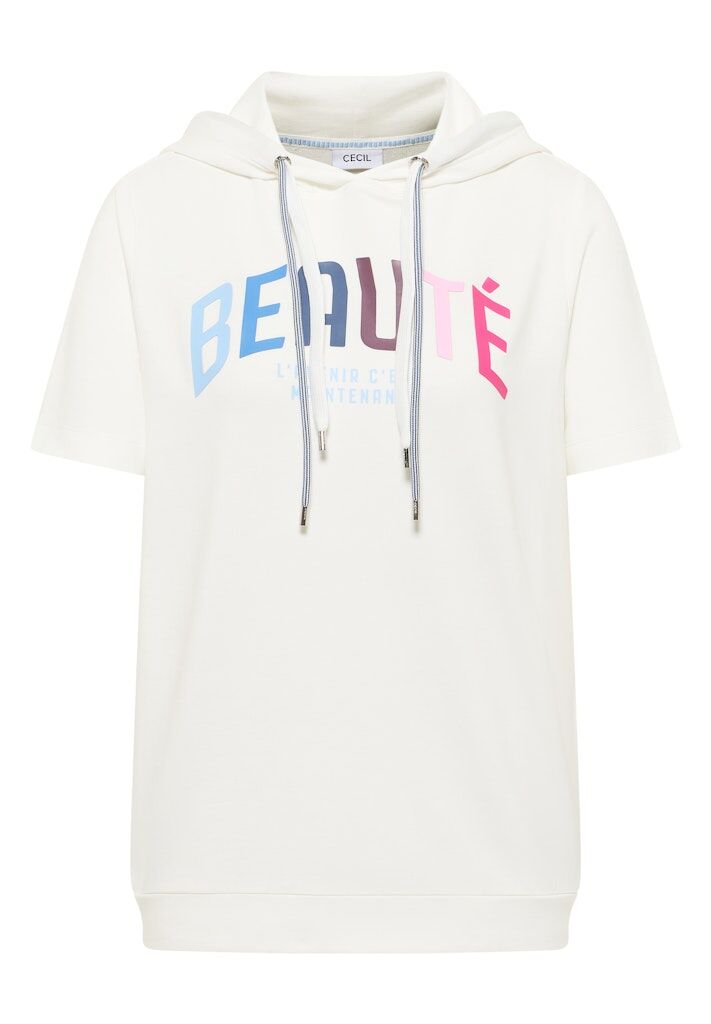 Kurzarm T-Shirt mit Kapuze und Print Kurzarm T-Shirt mit Kapuze und Print