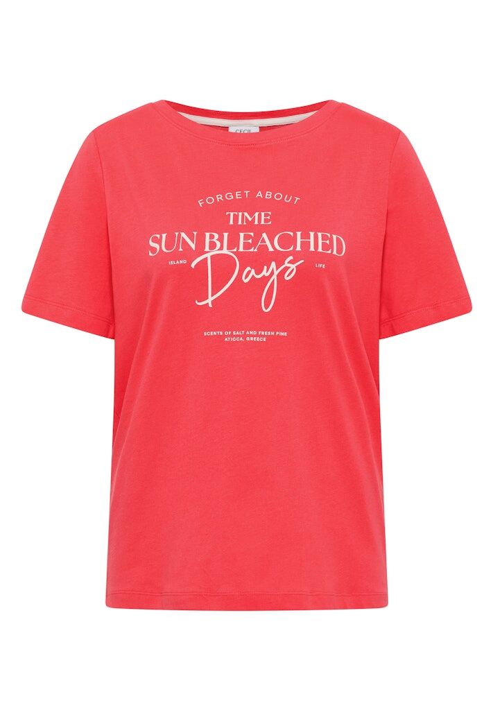 T-Shirt mit Boat Neck und Wording Artwork T-Shirt mit Boat Neck und Wording Artwork