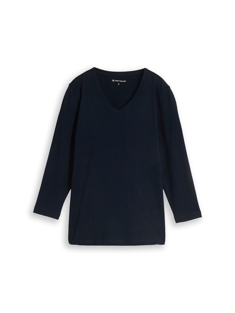 Basic Langarmshirt mit V-Ausschnitt Basic Langarmshirt mit V-Ausschnitt