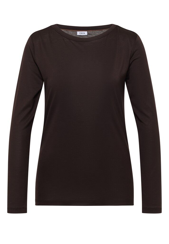 Langarm Shirt in Unifarbe mit Boat Neck