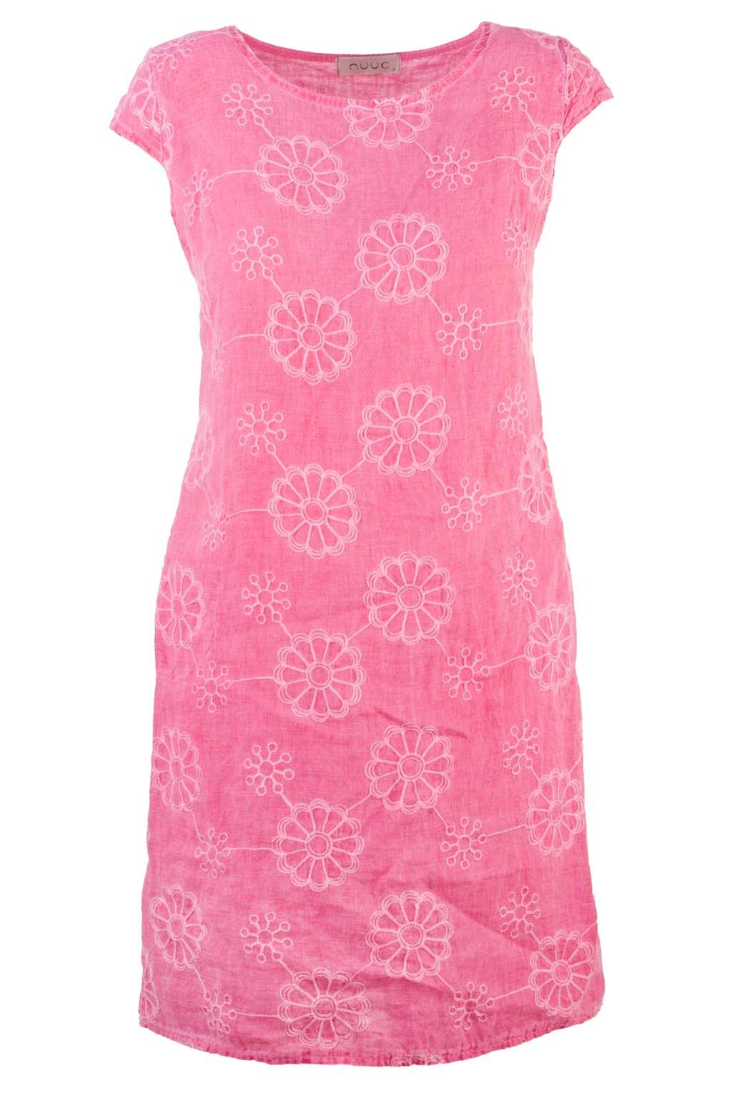 nuuc Leinenkleid mit Blumenstickerei 