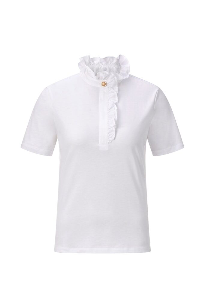 Rich & Royal T-Shirt mit Rüschen Ausschnitt