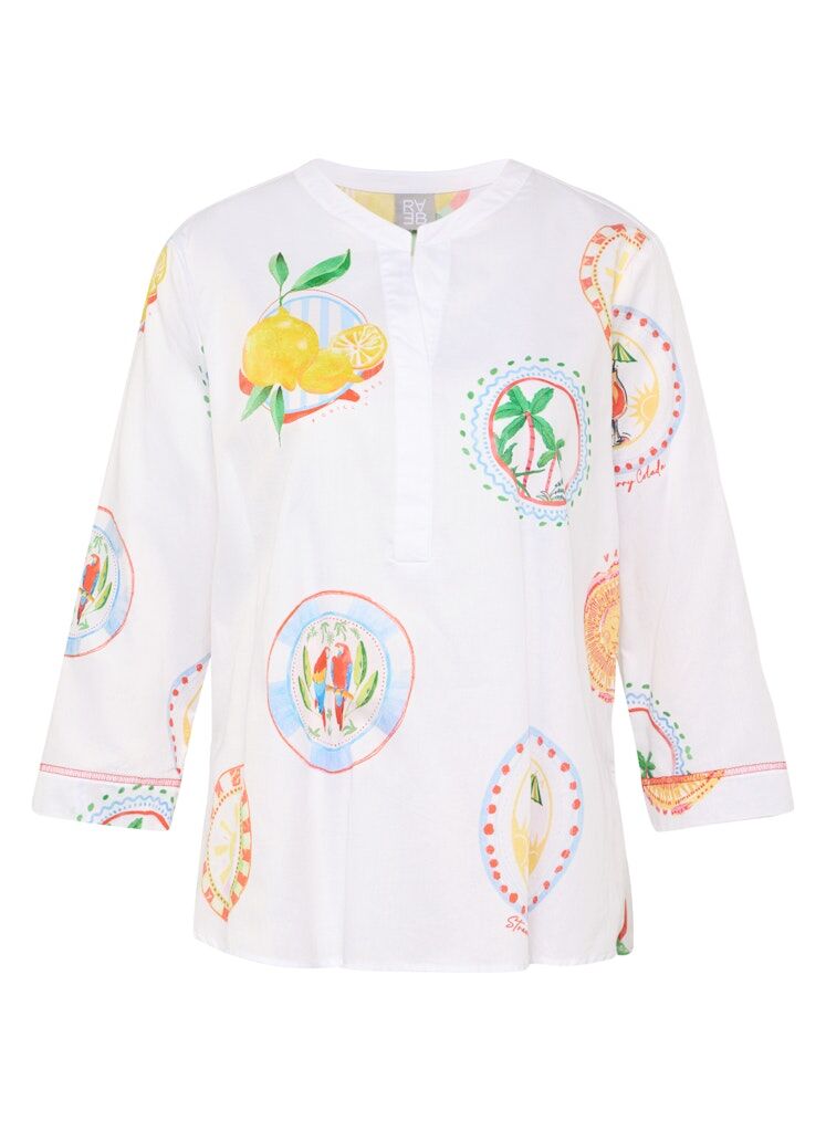 Bluse mit Tropischem Print