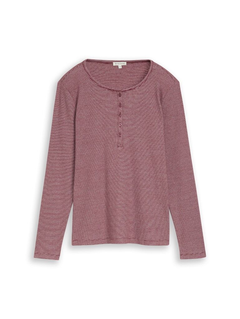 Henley Langarmshirt mit Rippstruktur