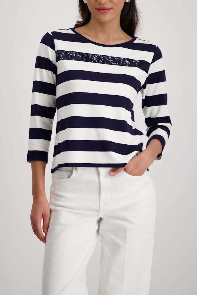 Sweatshirt mit Pailletten-Streifen Sweatshirt mit Pailletten-Streifen