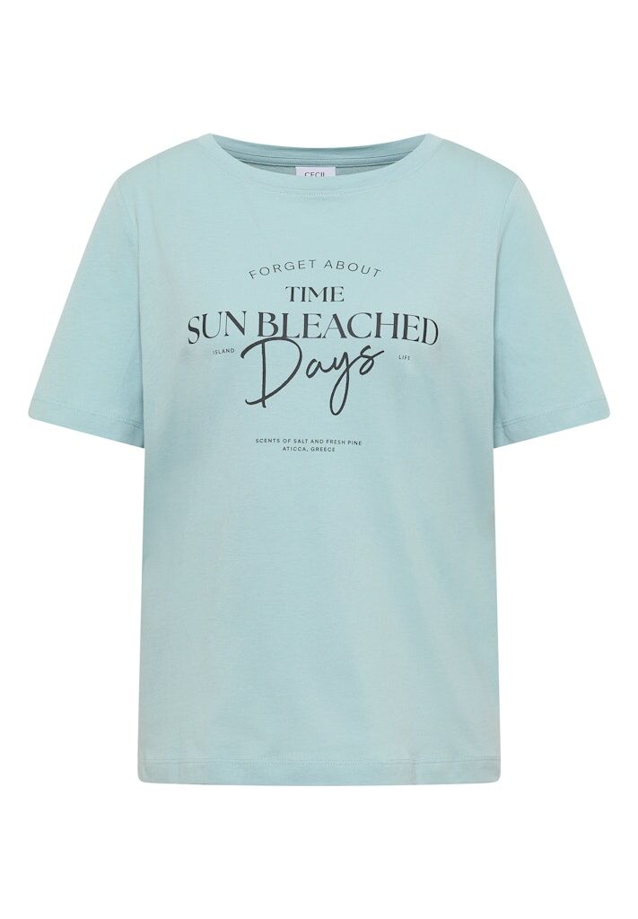 T-Shirt mit Boat Neck und Wording Artwork T-Shirt mit Boat Neck und Wording Artwork