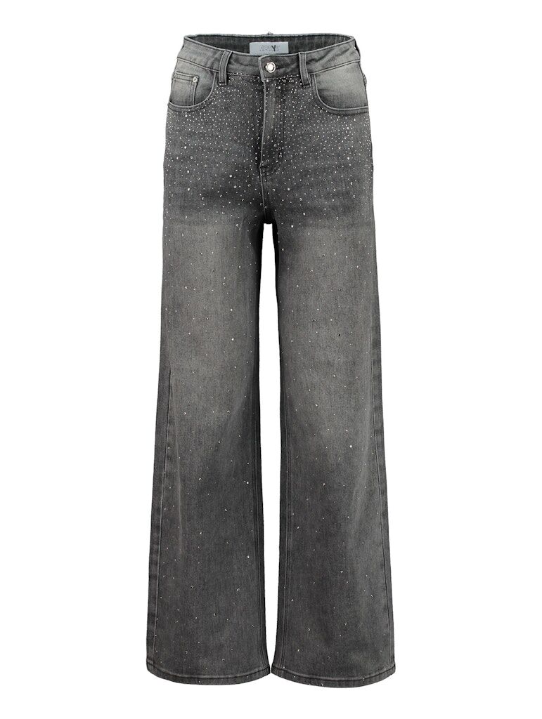 Wide Leg Jeans Stina mit Schmucksteinen