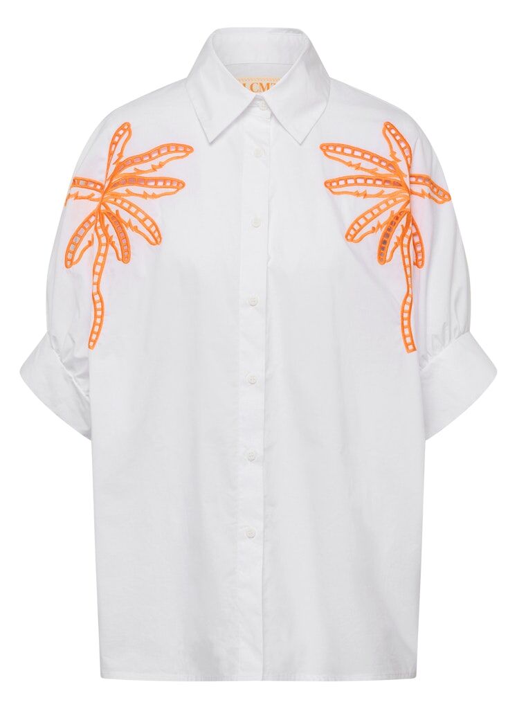Bluse mit Palmenstickerei Bluse mit Palmenstickerei