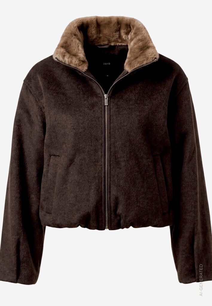 Blouson mit Kunstfellkragen