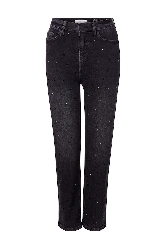 Rich & Royal Vintage straight black rhinestone denim Ökotex 100