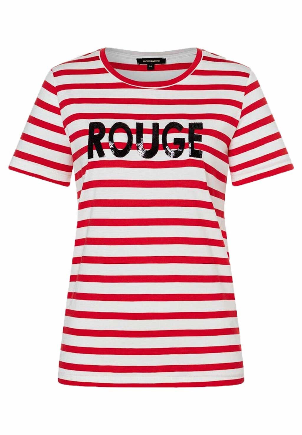 More & More Streifenshirt mit Paillettenschrift