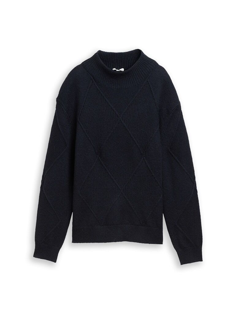 Loose Fit Strickpullover mit Stehkragen