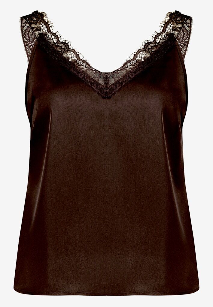 Satin-Top mit Spitzendetail