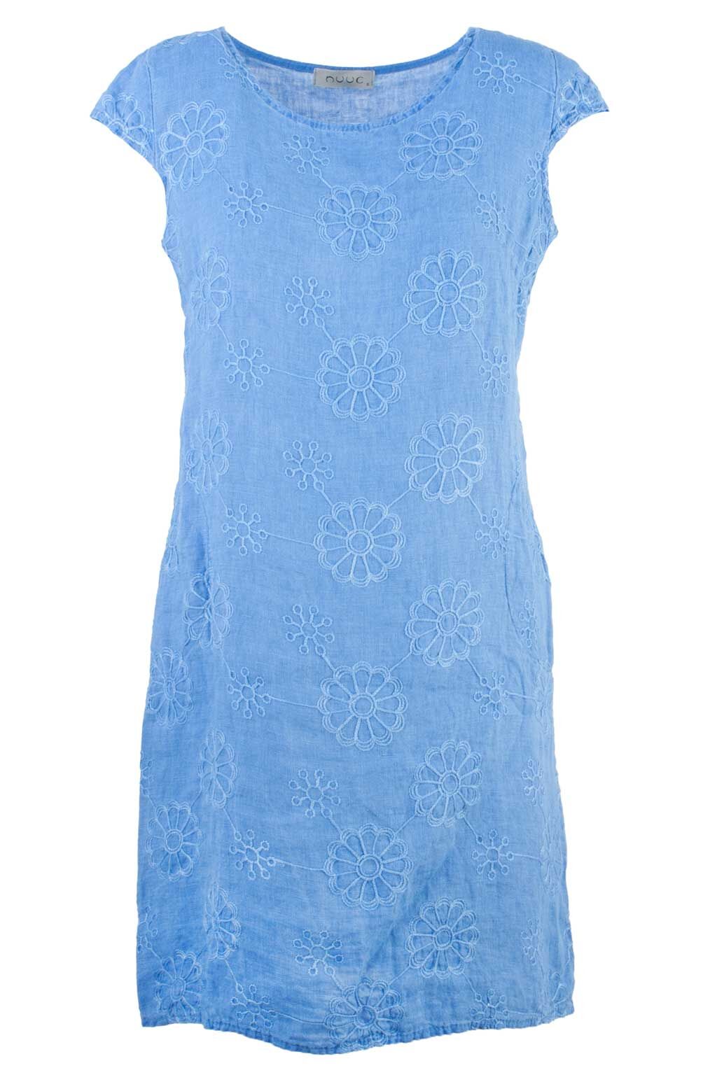 nucc Leinenkleid mit Blumenstickerei