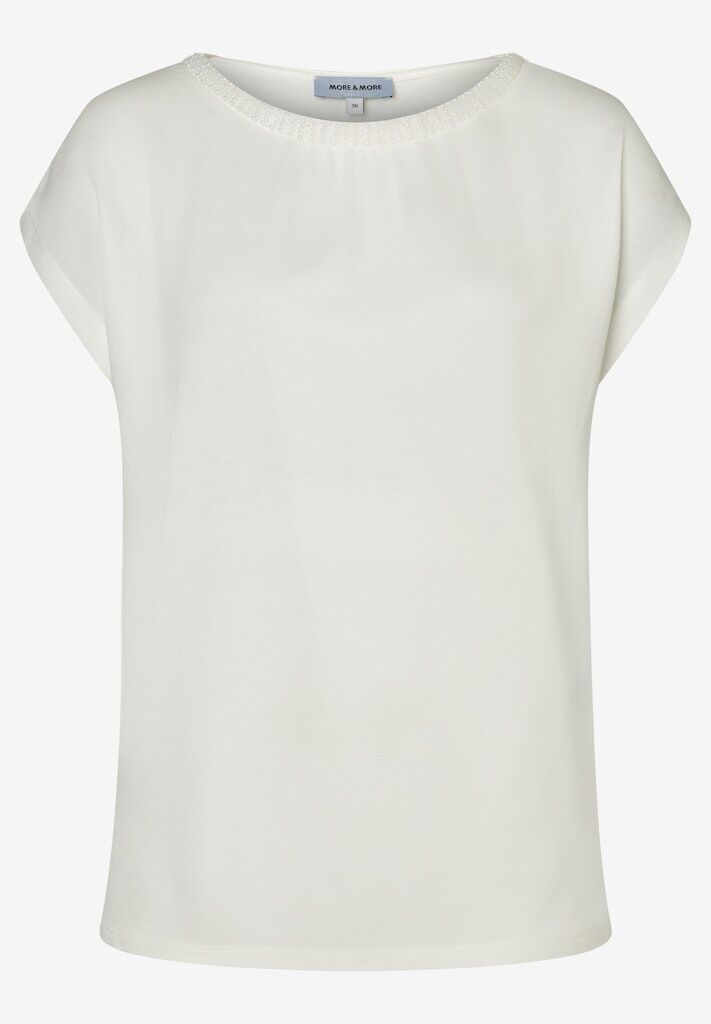 T-Shirt mit Perlen am Ausschnitt T-Shirt mit Perlen am Ausschnitt