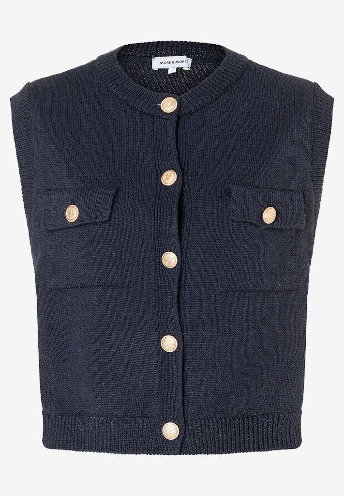 kurze Strickweste mit Goldknöpfen