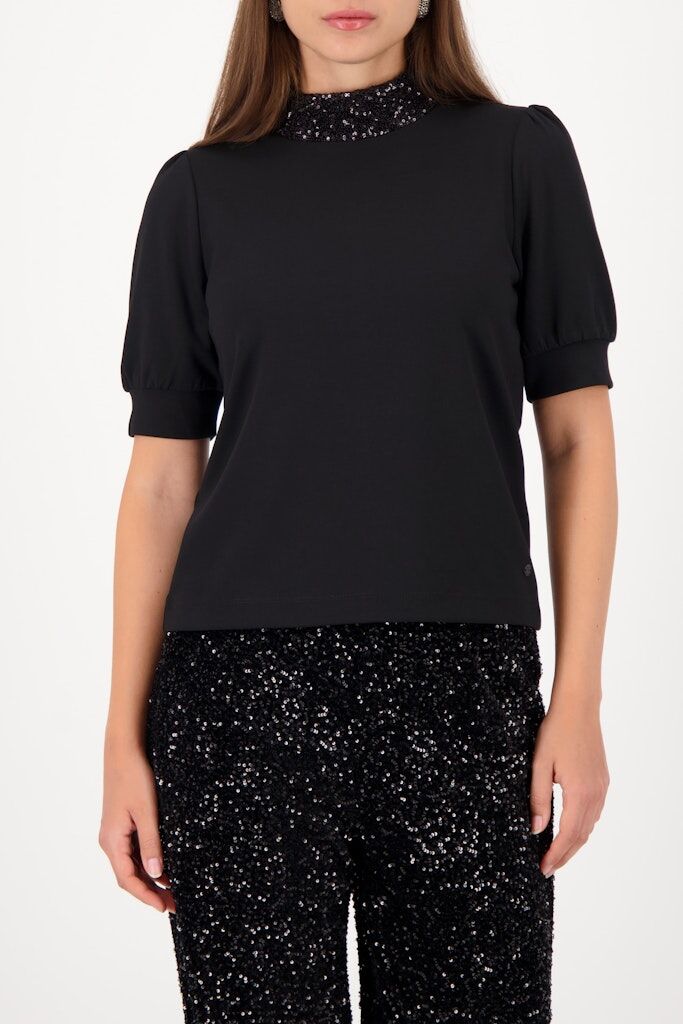 Shirt mit Pailettenkragen