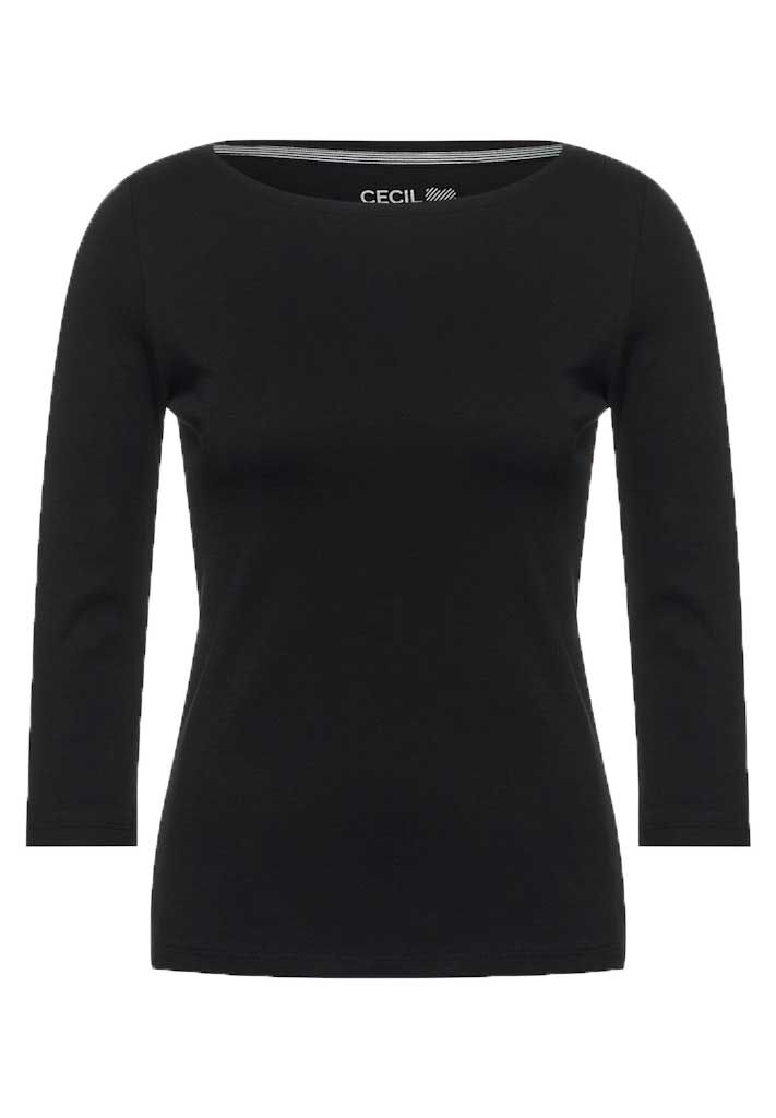 Cecil Basic Shirt in Unifarbe und U-Boot Ausschnitt