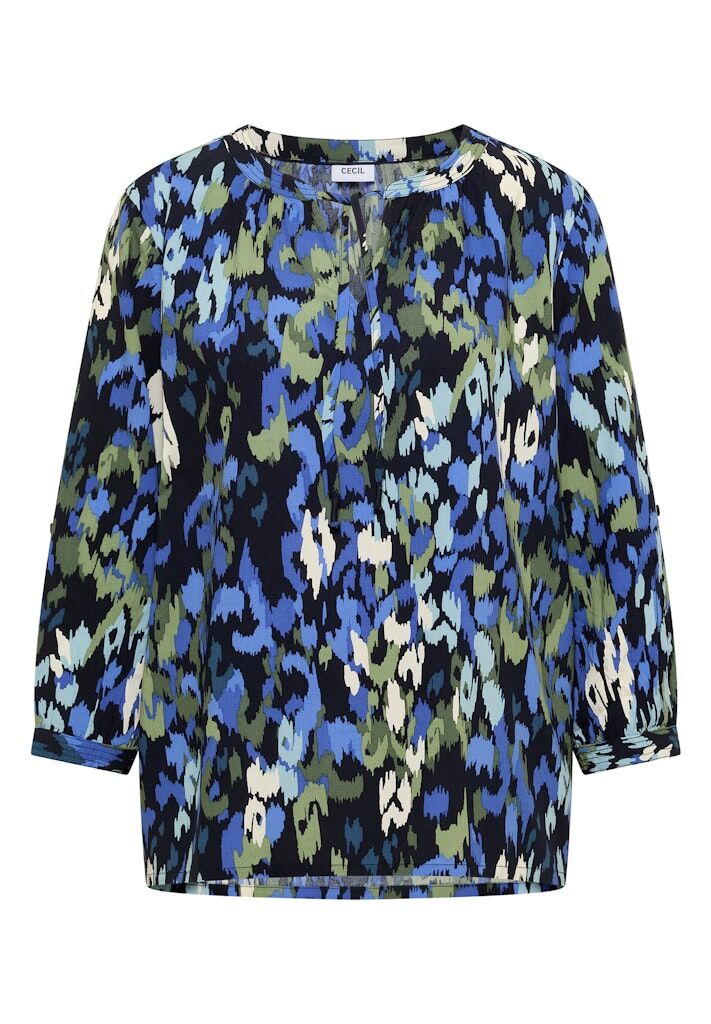 Bluse mit Turn-Up und Print