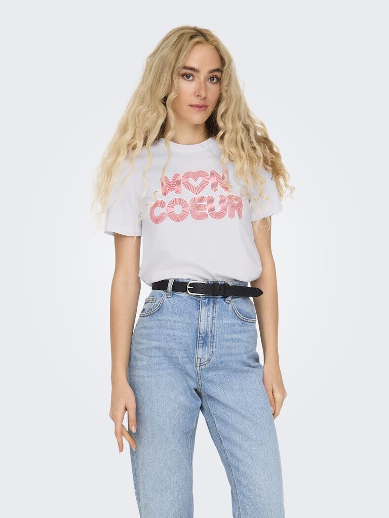 Only T-Shirt mit Coeur Schriftzug Only T-Shirt mit Coeur Schriftzug