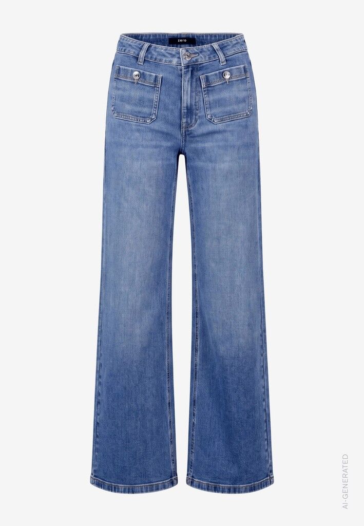 Flared Jeans mit aufgesetzten Taschen
