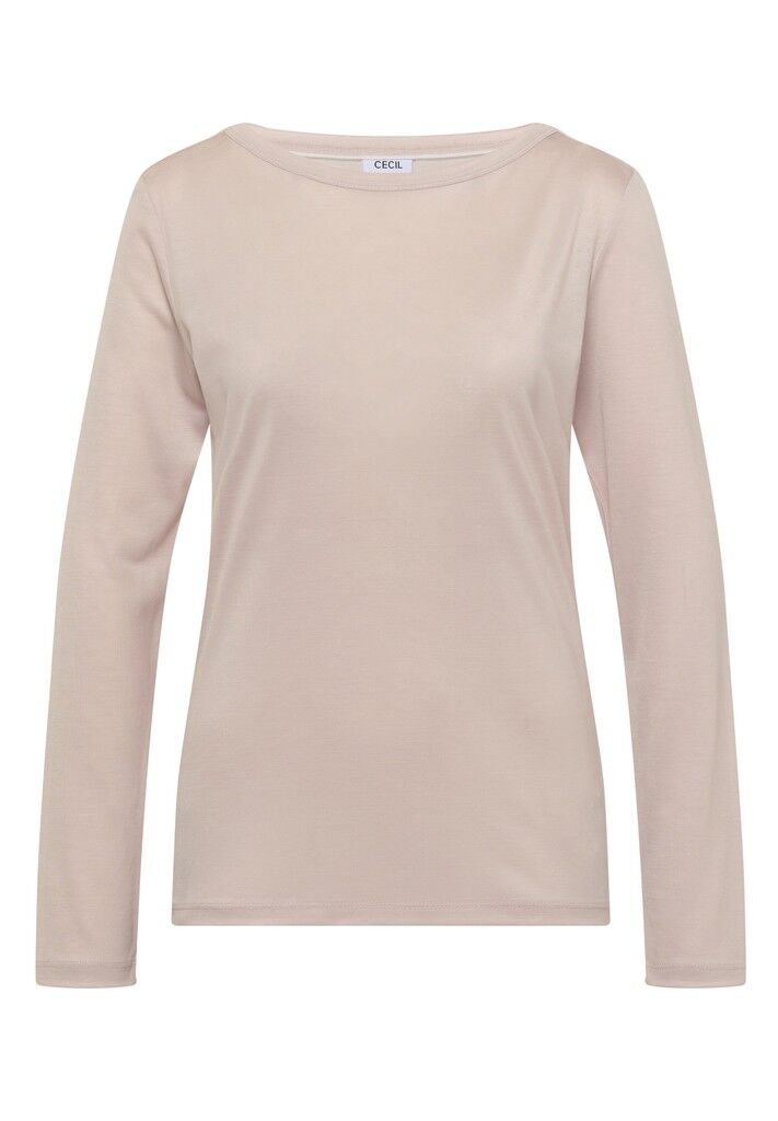 Langarm Shirt in Unifarbe mit Boat Neck