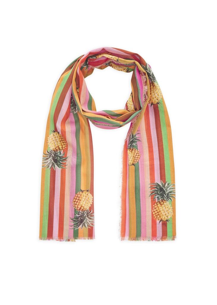 Schal mit Streifen und Ananas-Motiven Schal mit Streifen und Ananas-Motiven