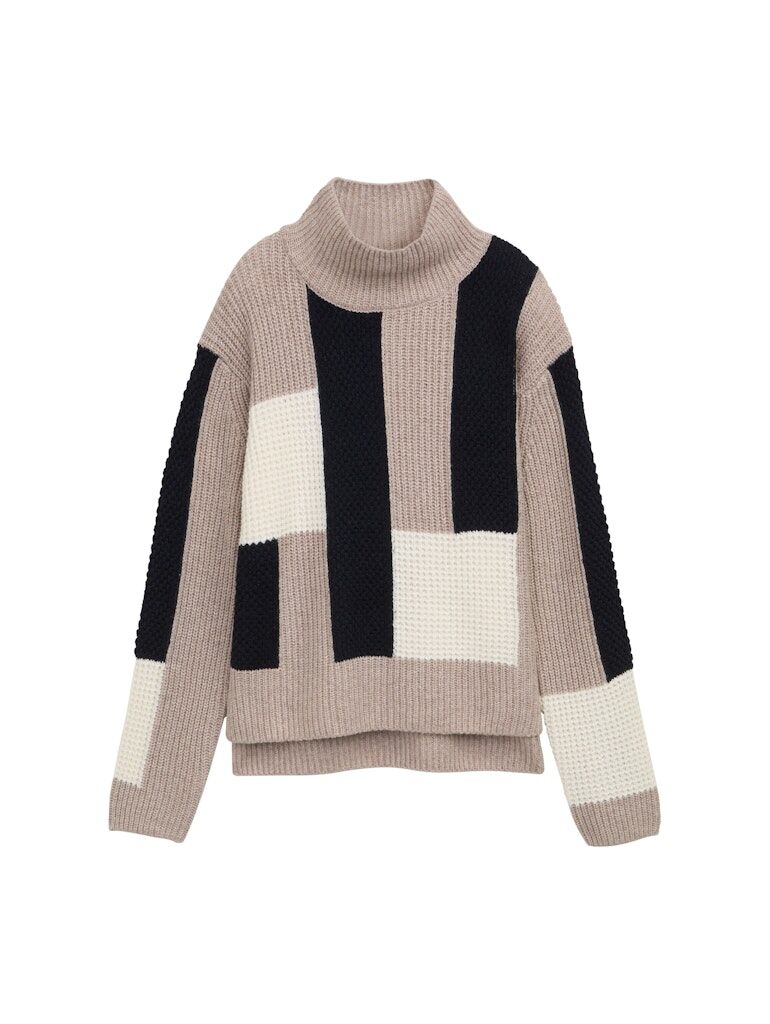 Loose Fit Strickpullover mit Colour Blocking