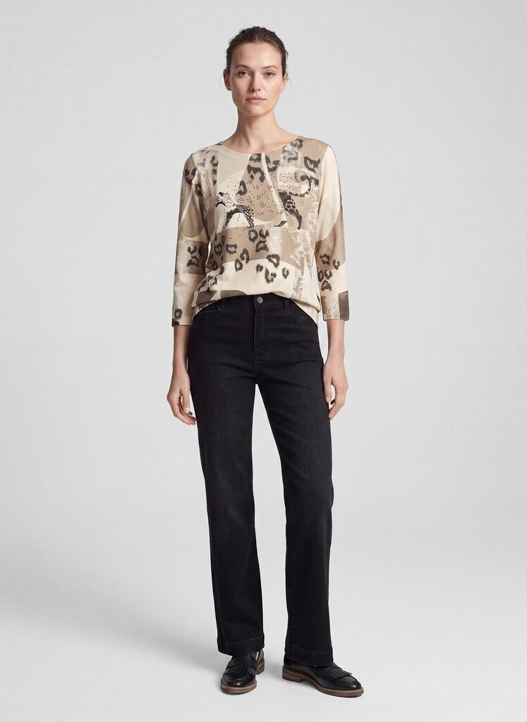 3/4-Arm-Shirt mit Leo-Print-Mix