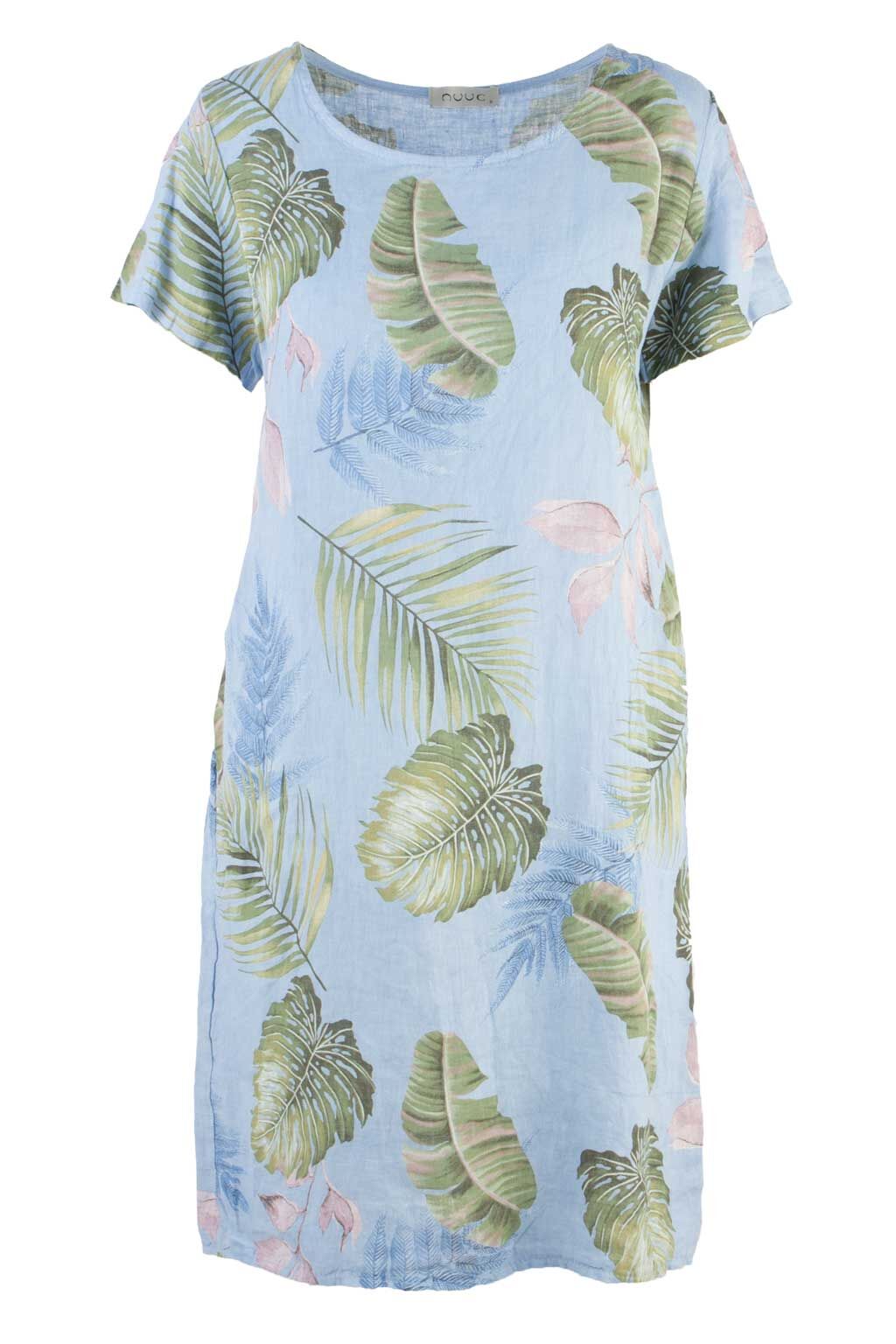 Coll64 Leinenkleid mit Blätterprint