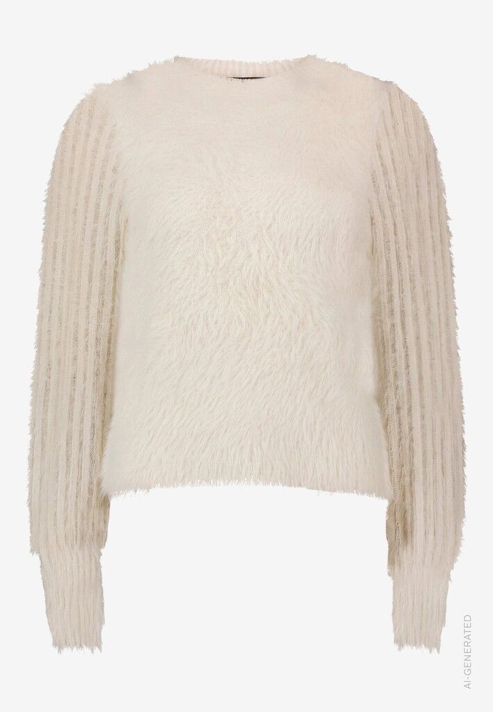 Flauschiger Pullover mit Stehkragen