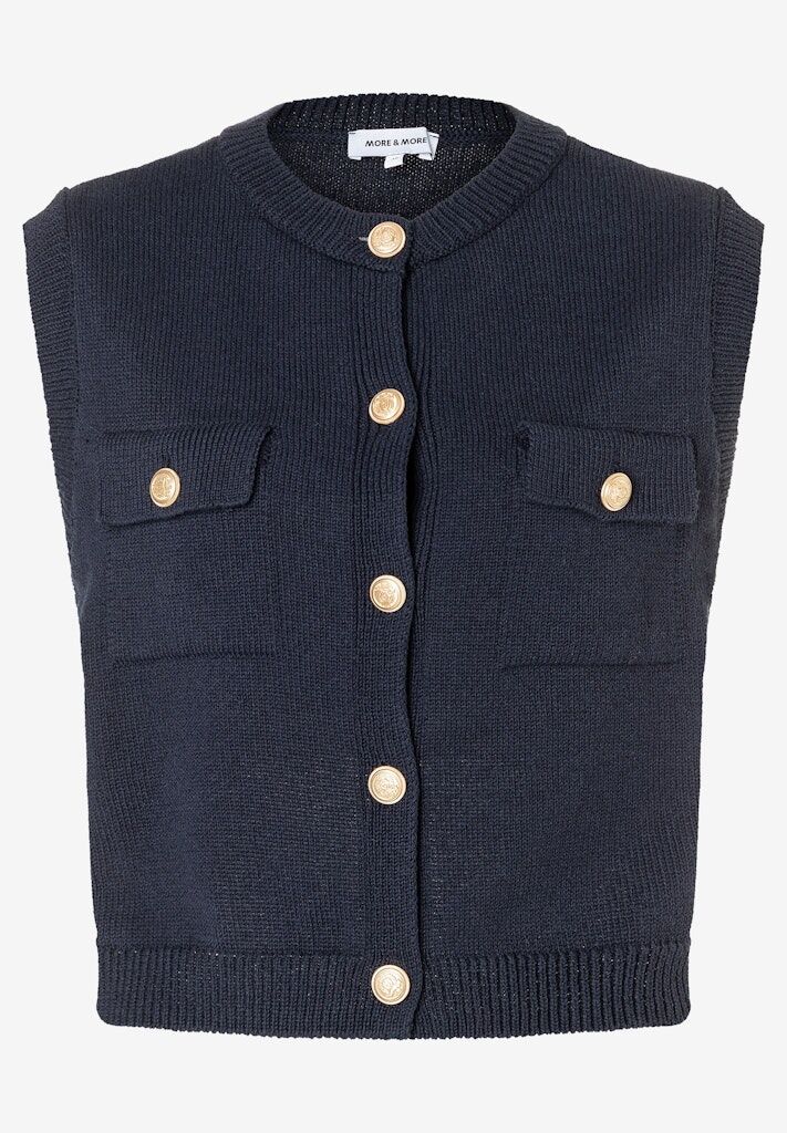 kurze Strickweste mit Goldknöpfen